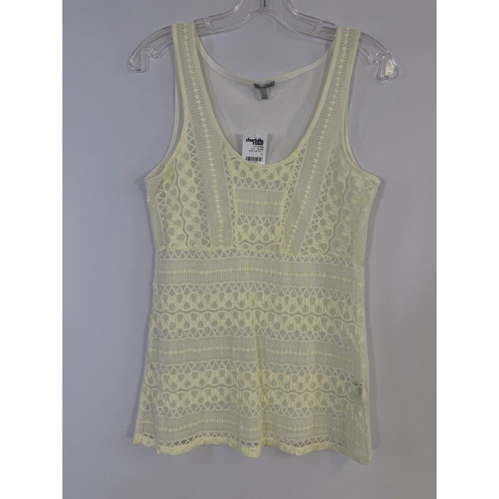 VTG Y2K Charlotte Russe babydoll cami top lace Ivory Sz L fairycore‎ NWT